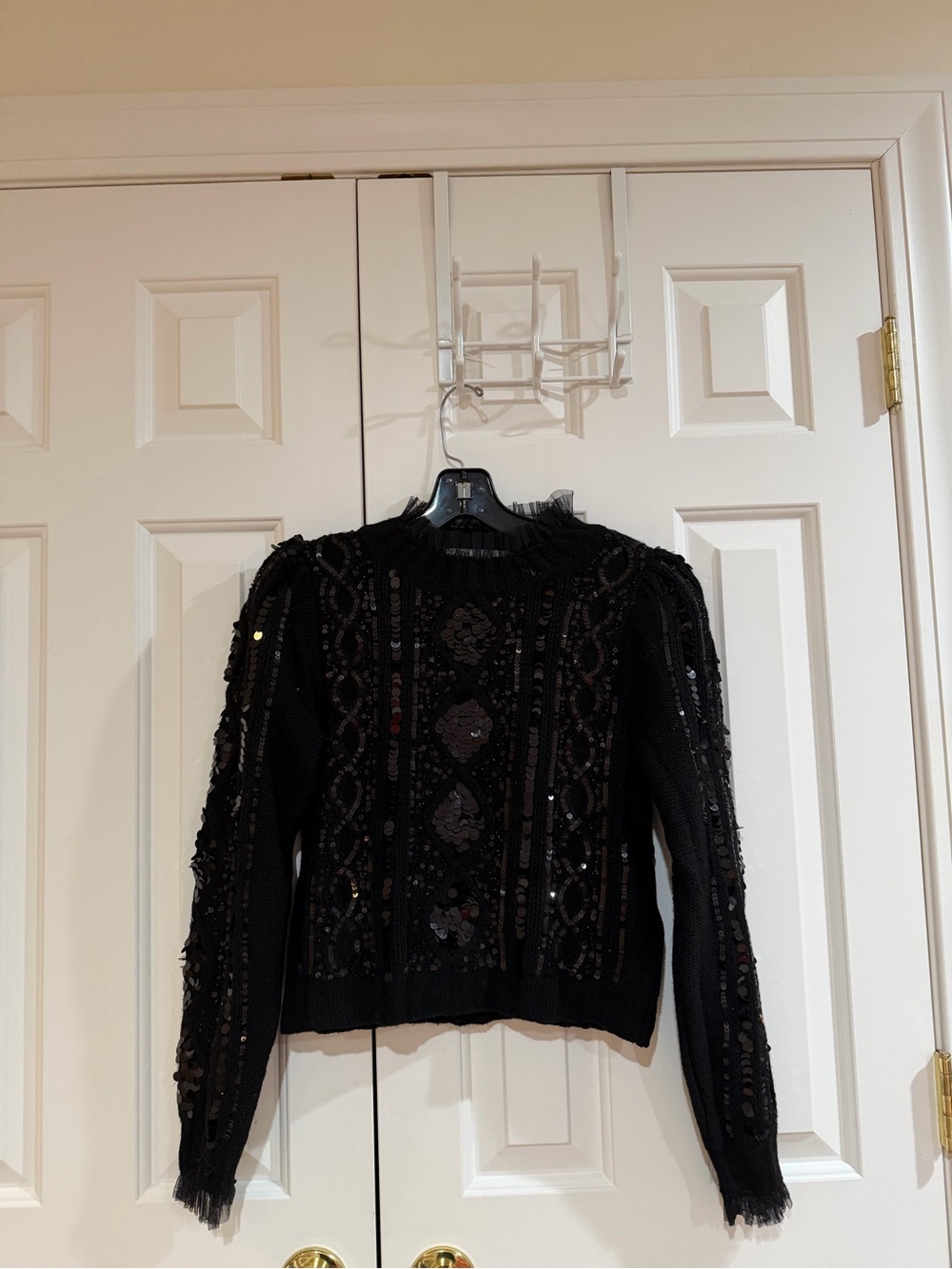 Zara Black Embellished Knit Sweater SIZE M